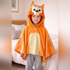 Kids Orange Fox Hooded Cape Poncho by